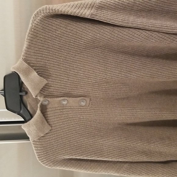 💕LUNYA💕 Cozy Cotton Silk Polo Pullover Sweater ~ Botanical Brown Heather M NWT - Picture 10 of 16